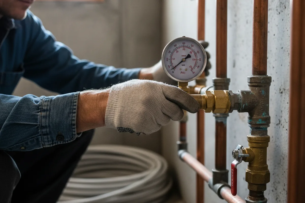 Pressure testing a repaired line during Water Line Repair in Winchendon